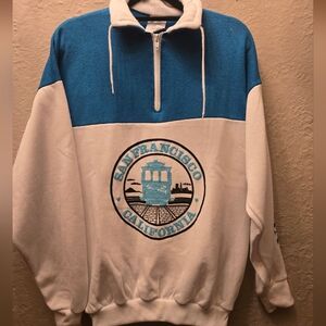 Vintage San Francisco Cable Car Half Zip Sweatshirt California Tourist Crewneck
